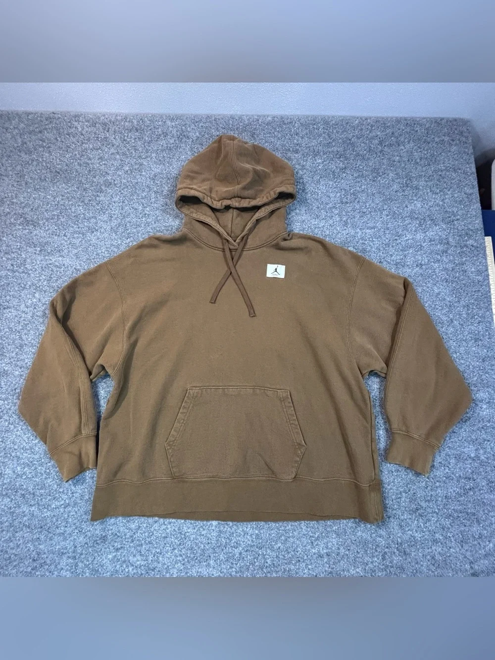 Nike Air Jordan Flight Hoodie Mens Medium Brown Washed Oversized Sweatshirt